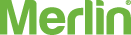 A logo with "Merlin" in green. "Powering Garage Doors" is in gray below it.